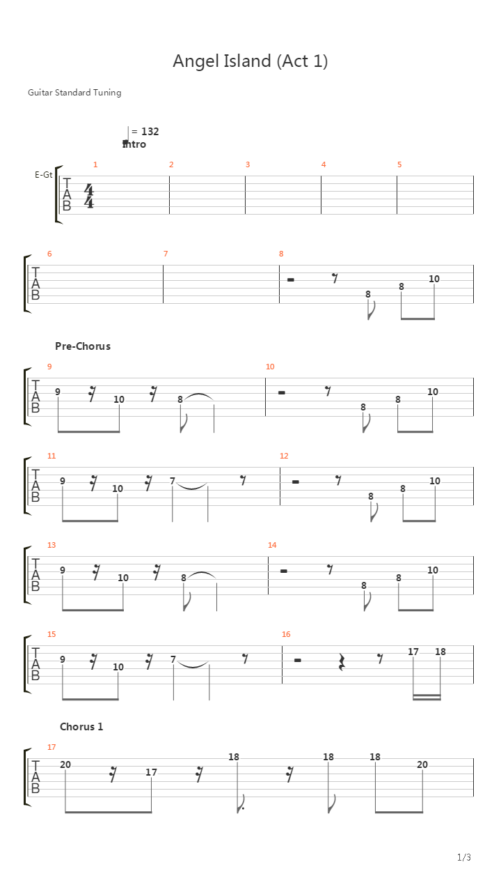 Angel Island(天使岛) - Act 1吉他谱