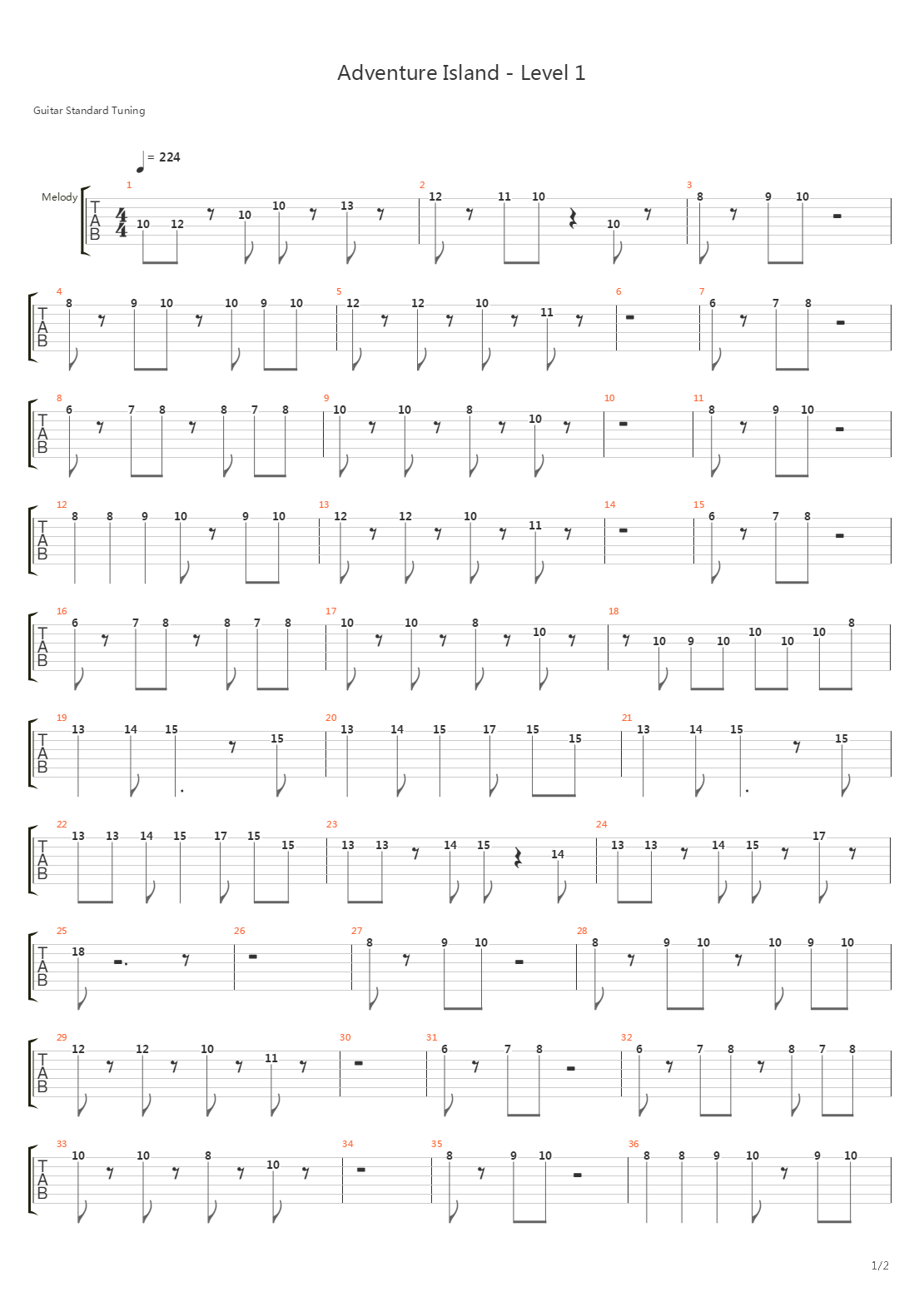 冒险岛 - Level 1吉他谱