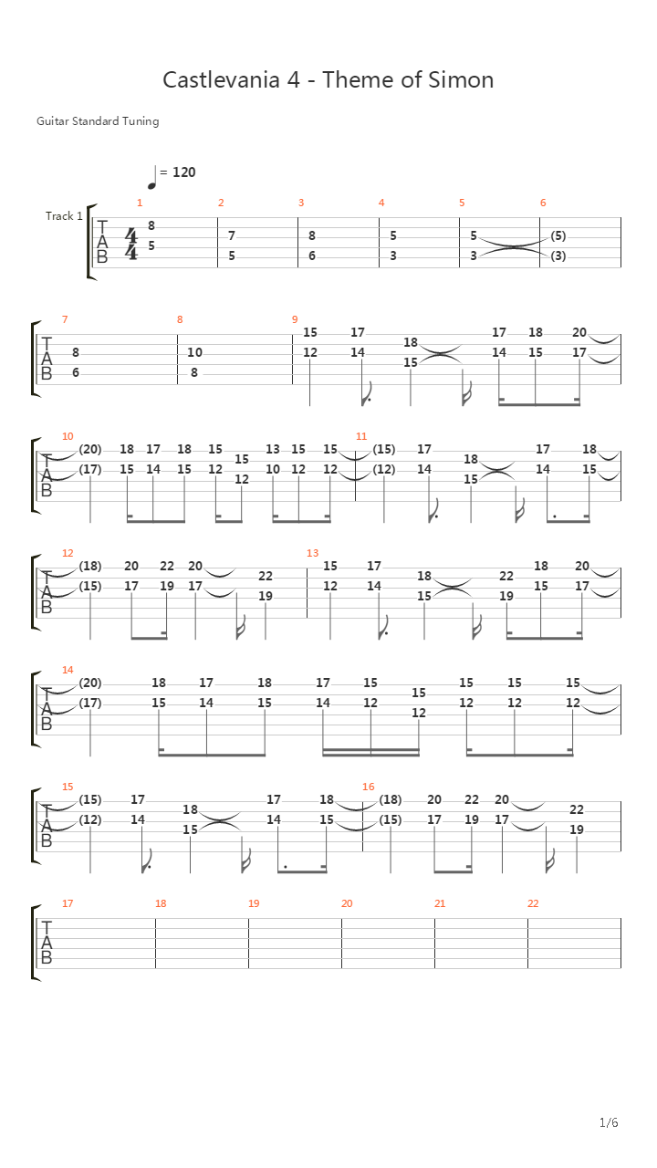 Castlevania 4(恶魔城4) - Theme Of Simon吉他谱