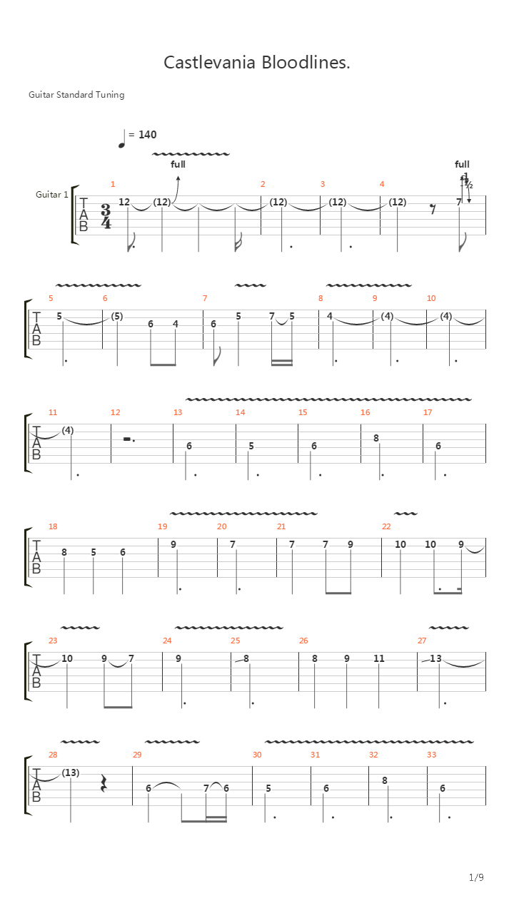 Castlevania Bloodlines(恶魔城：血继界限) - Calling From Heaven吉他谱