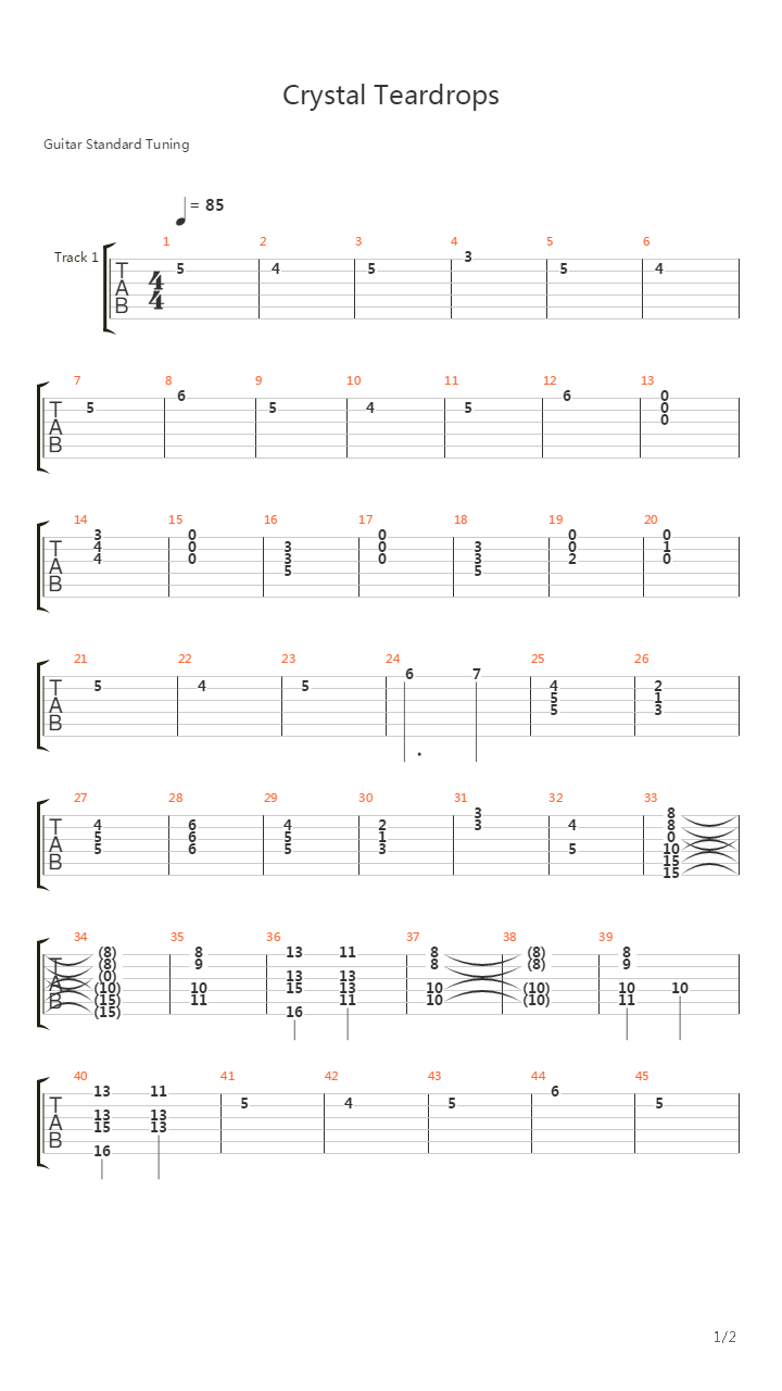 Castlevania(恶魔城) - Crystal Teardrops吉他谱