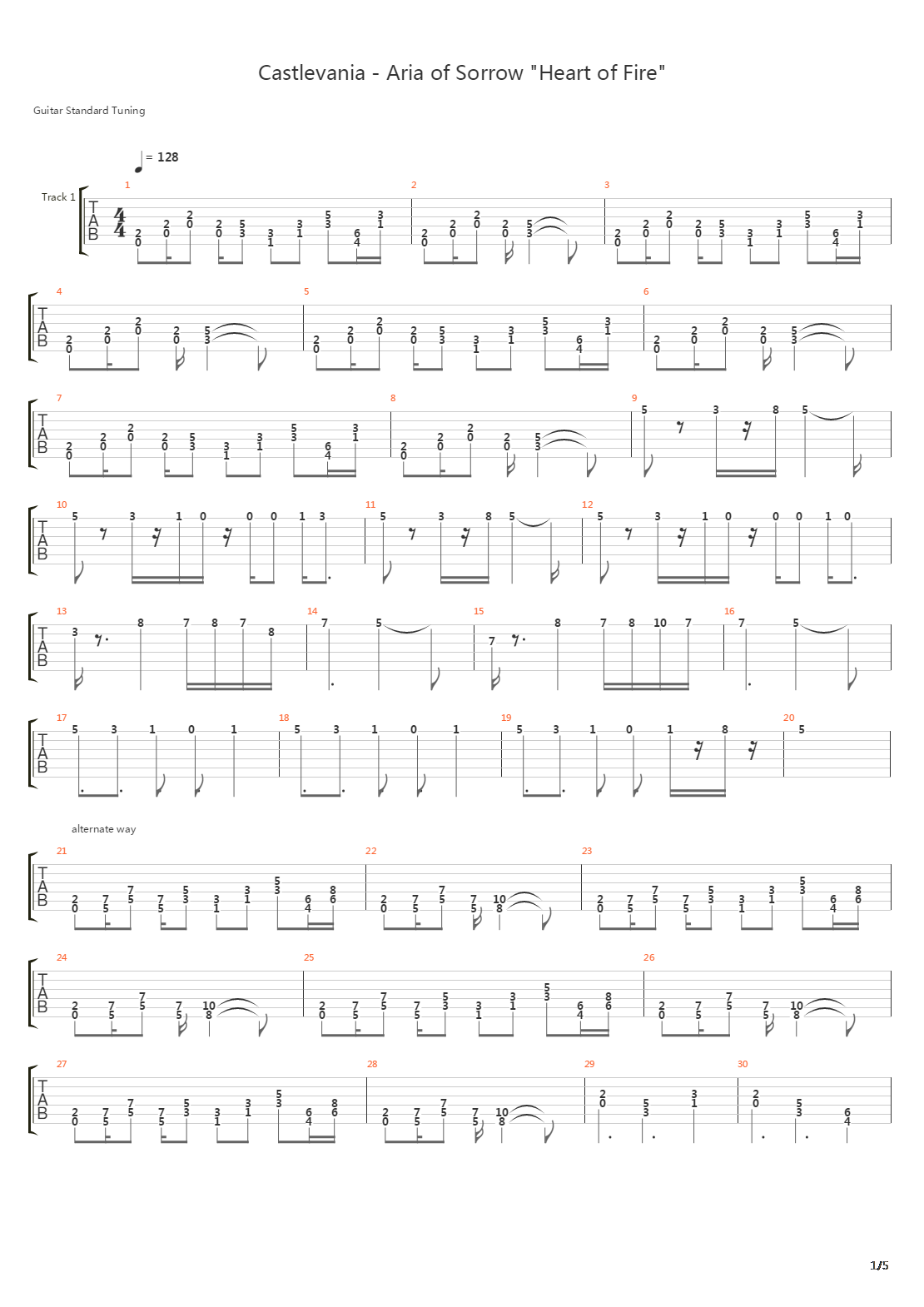 Castlevania(恶魔城) - Heart Of Fire吉他谱