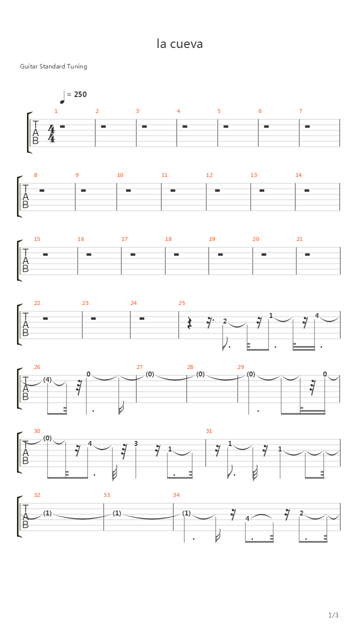 Castlevania(恶魔城) - Pais 3 The Cave吉他谱