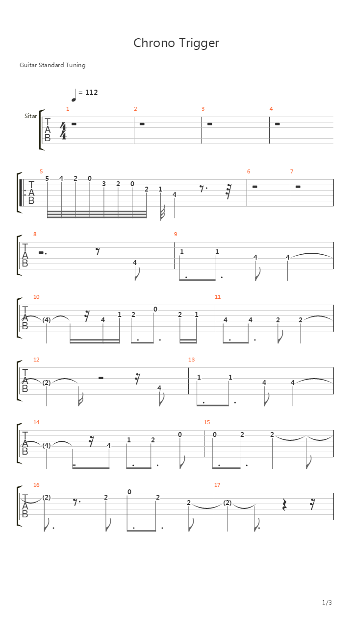 Chrono Trigger(时空之轮) - Corridors Of Time吉他谱