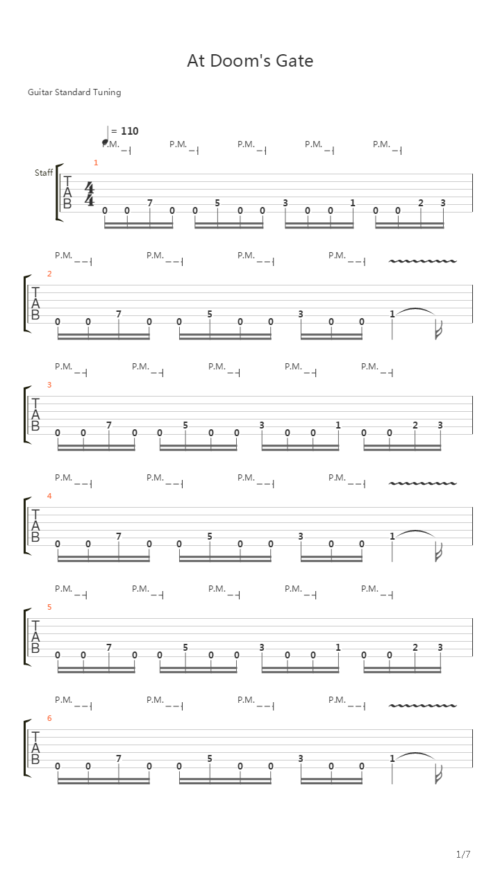 Doom(毁灭战士) - At Dooms Gate吉他谱