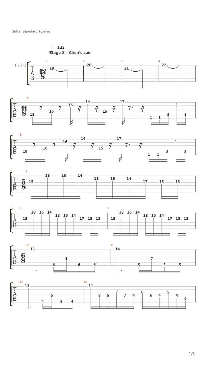 魂斗罗(Contra) - Aliens Lair吉他谱