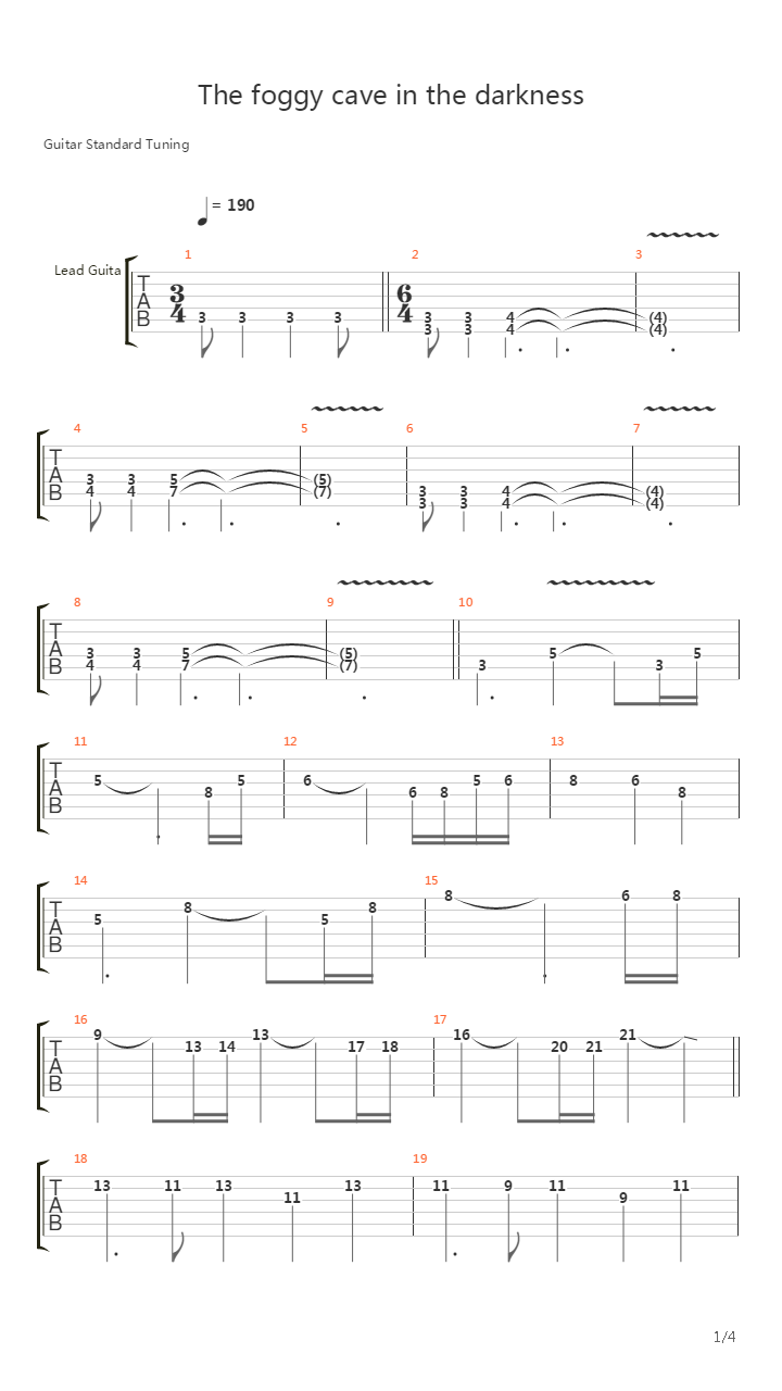 魂斗罗(Contra) - The Foggy Cave In The Darkness吉他谱