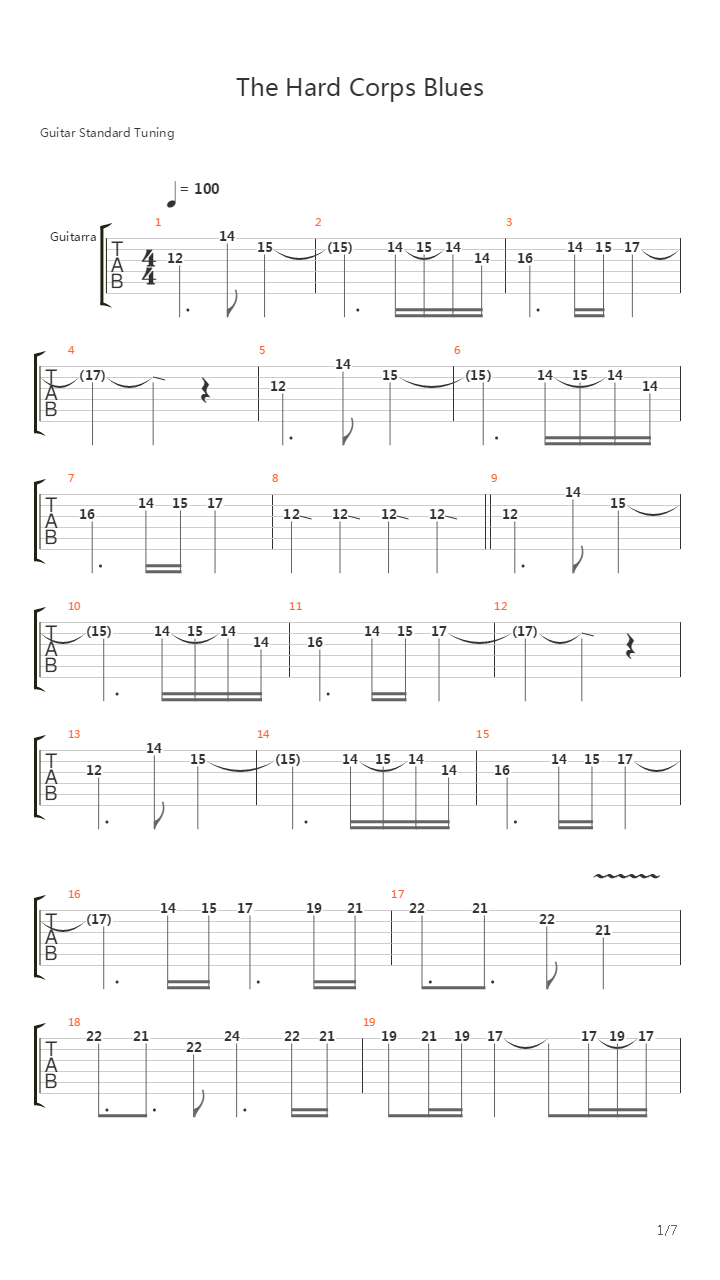 魂斗罗(Contra) - The Hard Corps Blues吉他谱