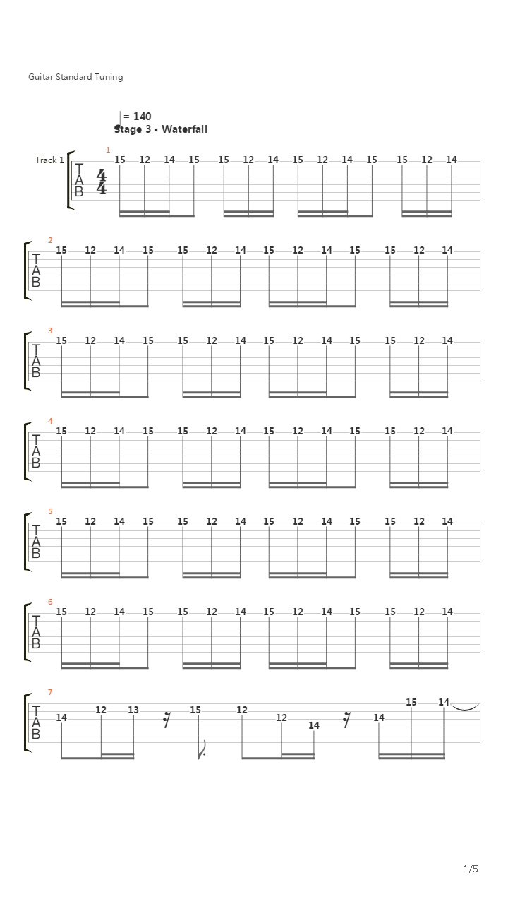 魂斗罗(Contra) - Waterfall吉他谱