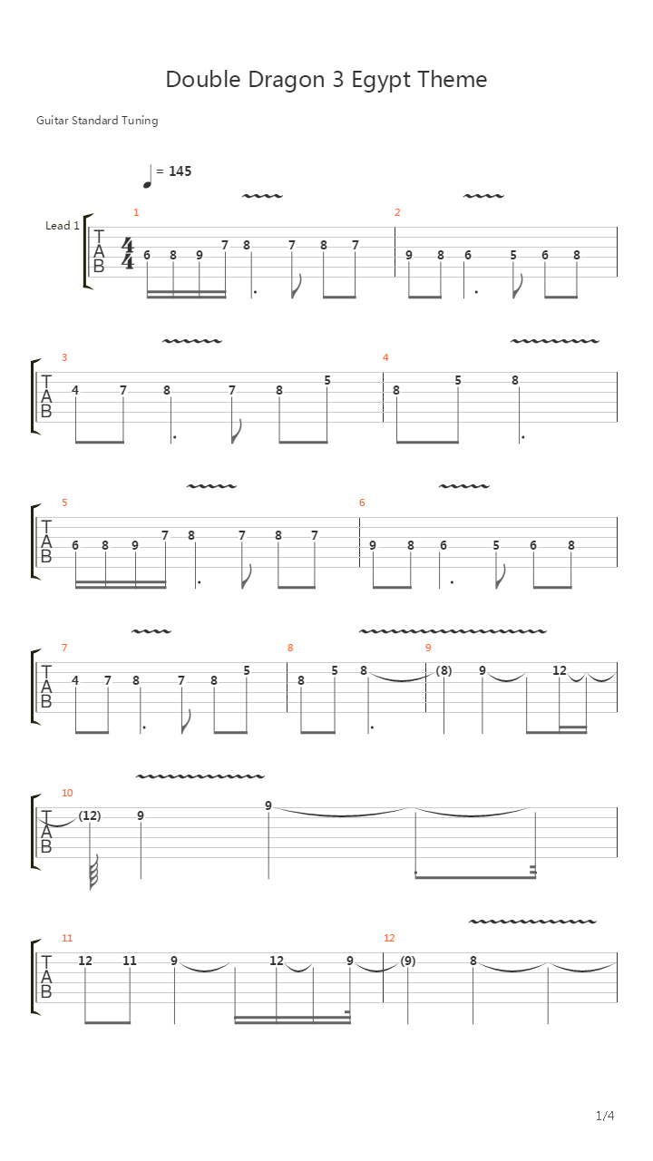 双截龙3(Double Dragon 3) - Egypt Theme吉他谱