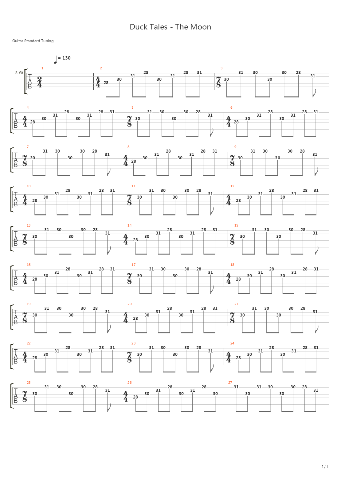 Duck Tales(唐老鸭梦冒险) - The Moon吉他谱