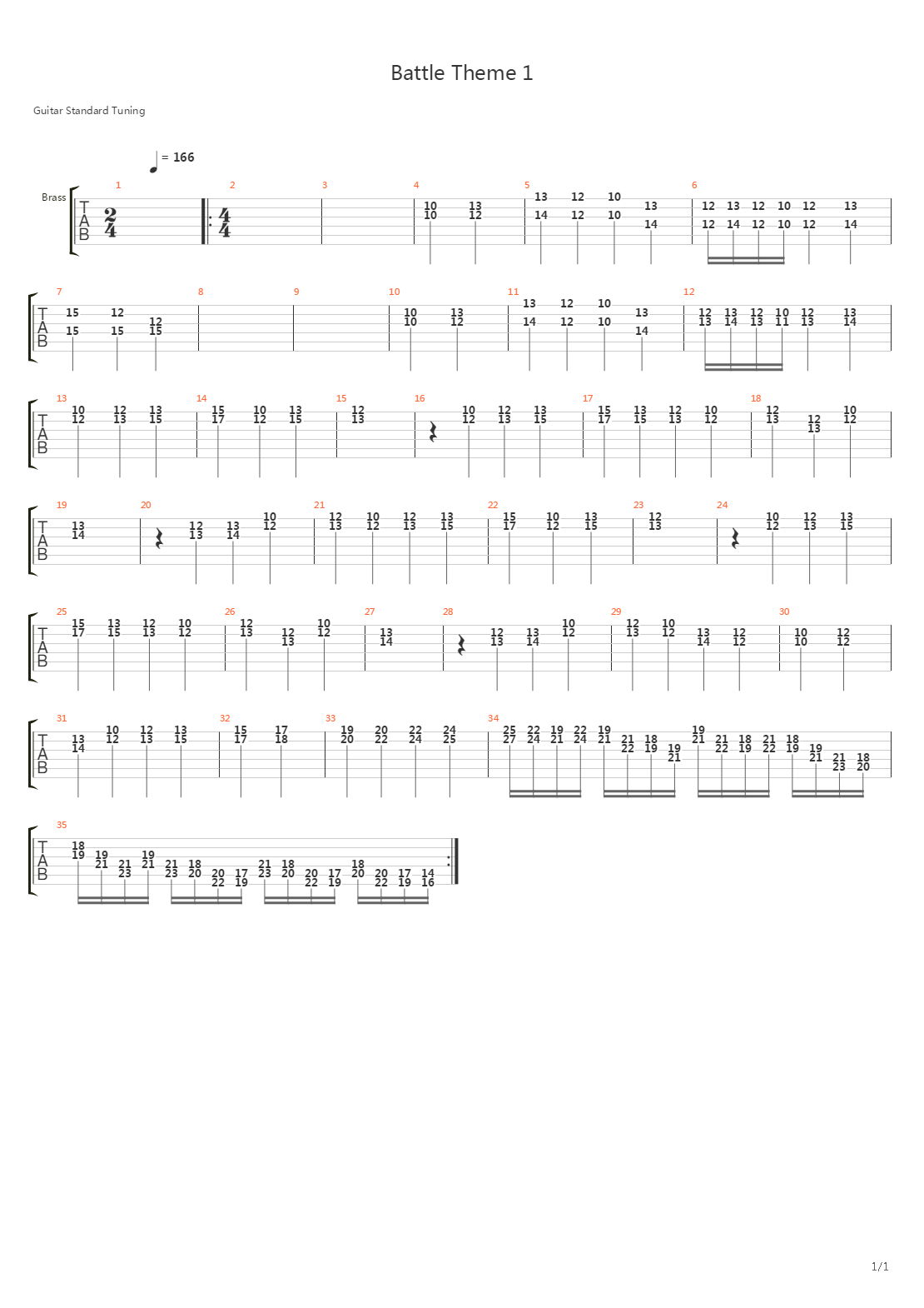 最终幻想4 - Battle Theme吉他谱