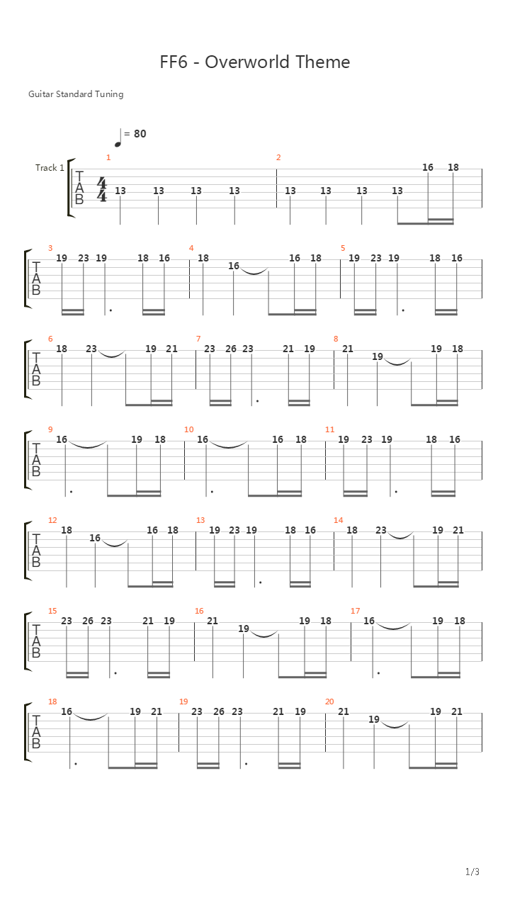 最终幻想6 - Overworld Theme吉他谱