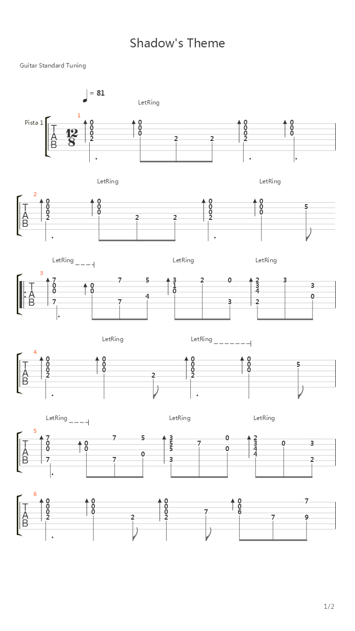 最终幻想6 - Shadows Theme吉他谱