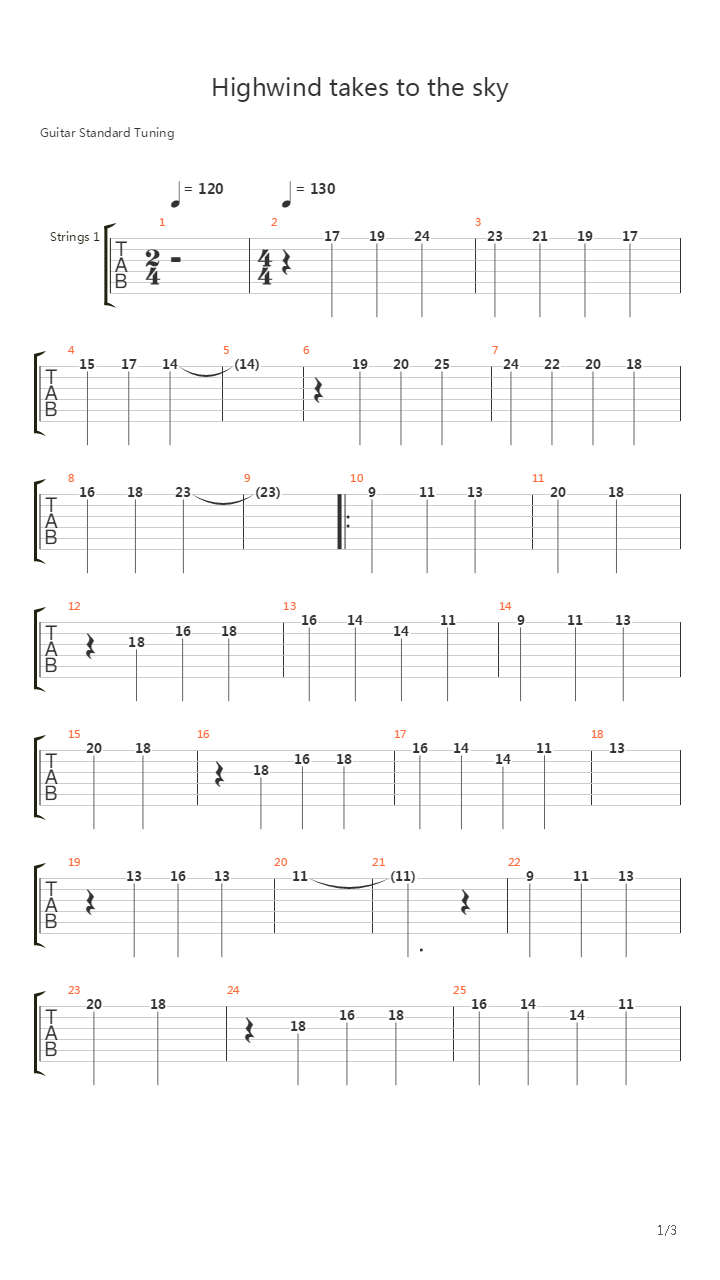 最终幻想7 - Highwind Takes To The Sky吉他谱