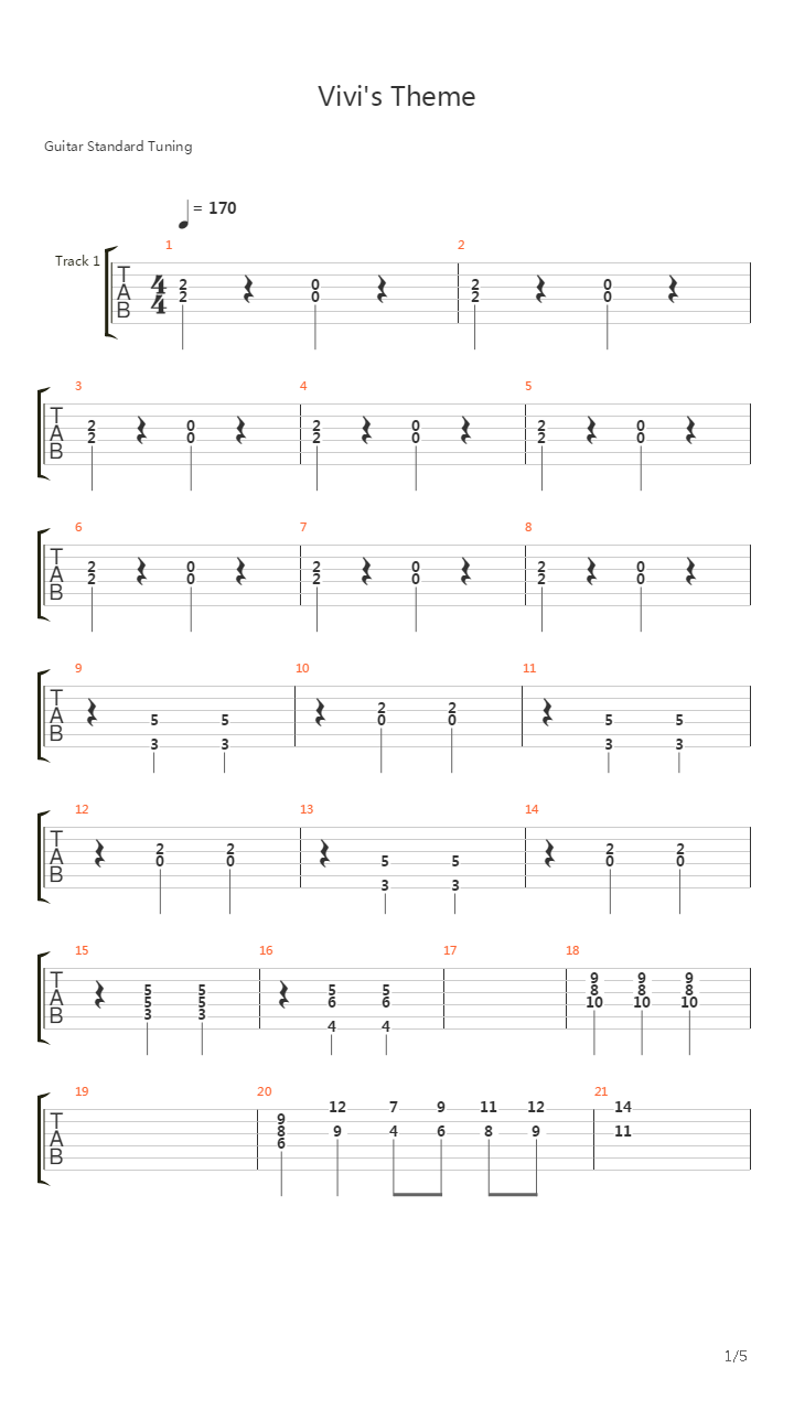 最终幻想9 - Vivis Theme吉他谱