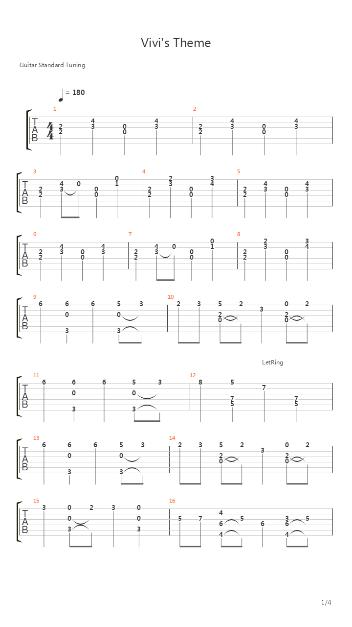 最终幻想9 - Vivis Theme吉他谱