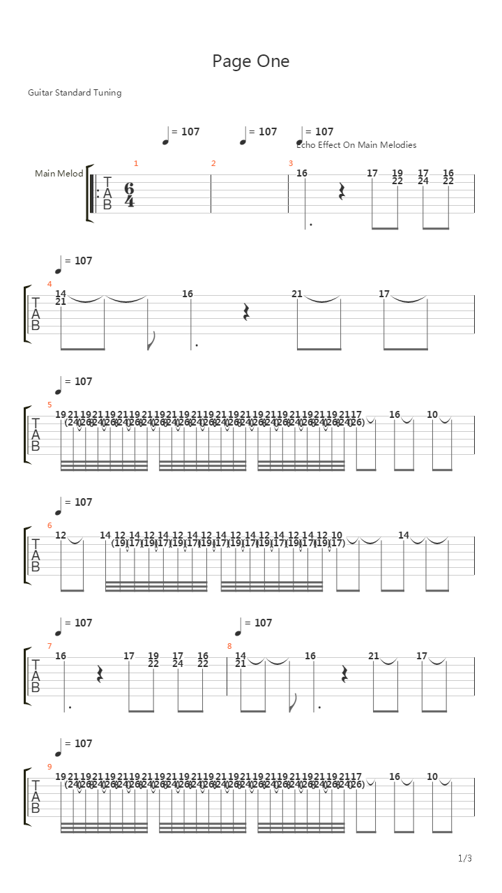 Golden Sun(黄金太阳) - Page One吉他谱