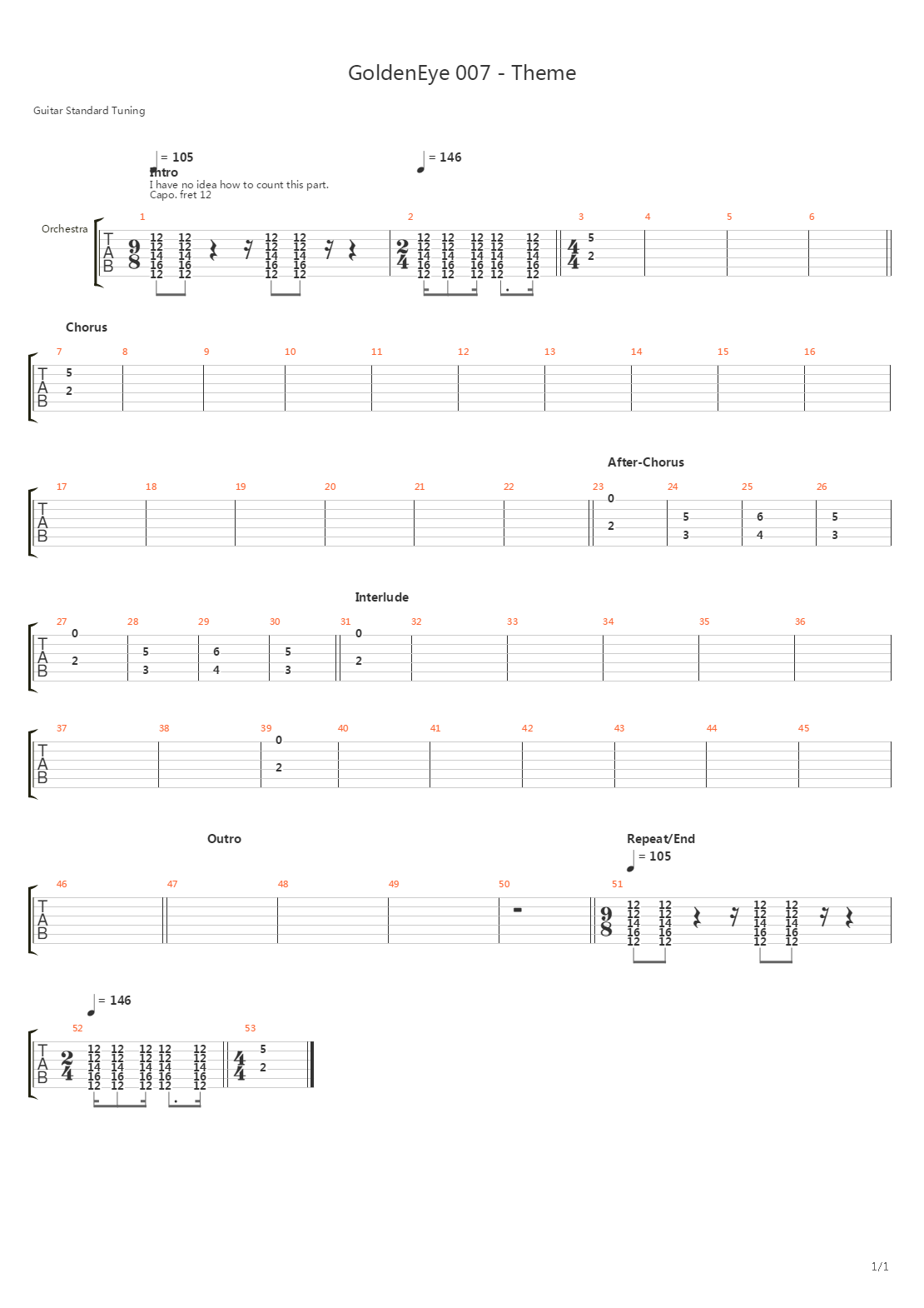 Goldeneye 007(007之黄金眼) - Theme吉他谱