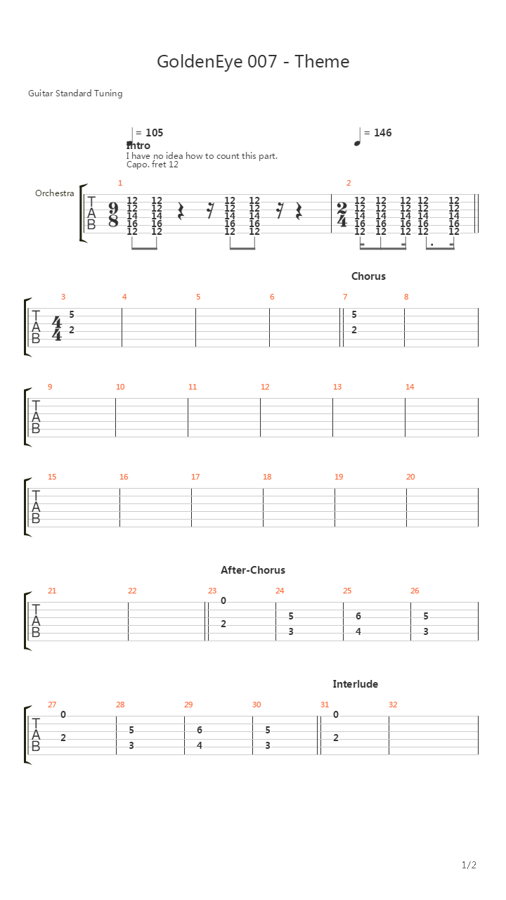 Goldeneye 007(007之黄金眼) - Theme吉他谱