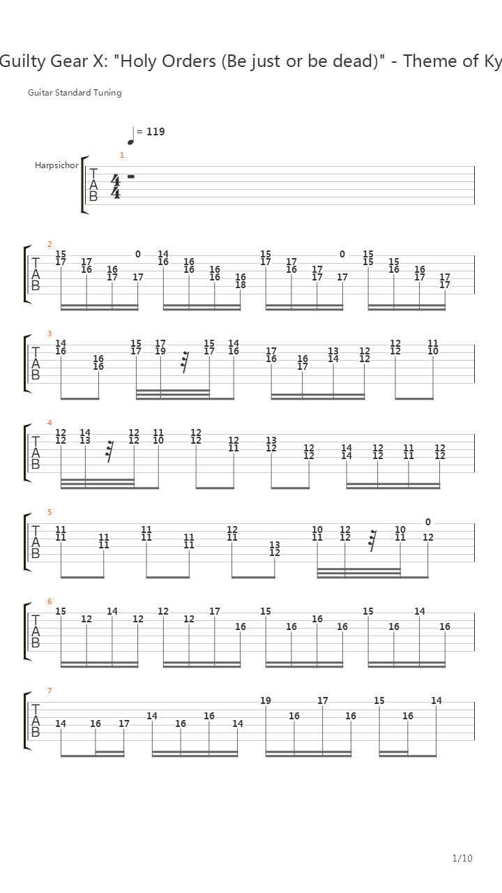 罪恶装备X(Guilty Gear X) - Holy Orders Be Just Or Be Dead吉他谱