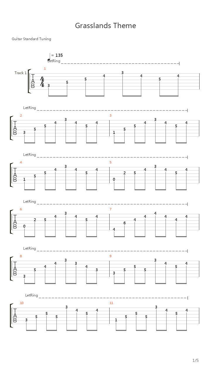 魔法门英雄无敌2 - Grasslands Theme吉他谱