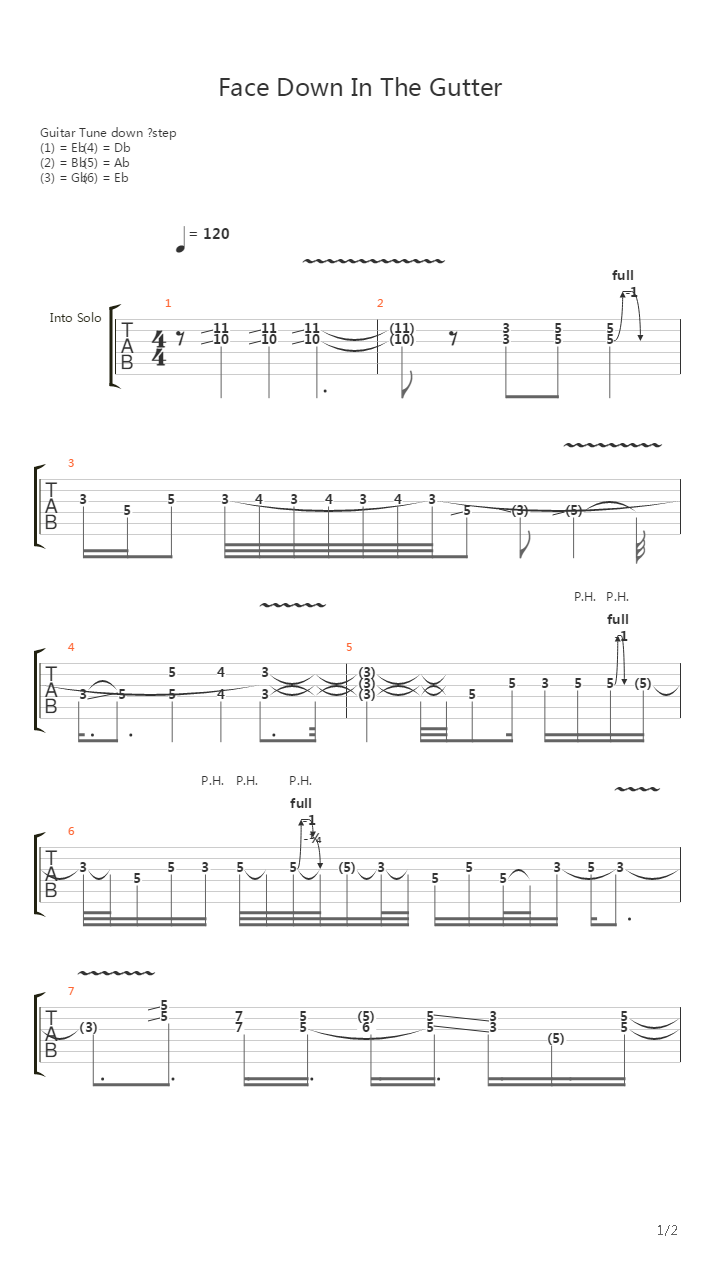 Face Down In The Gutter吉他谱