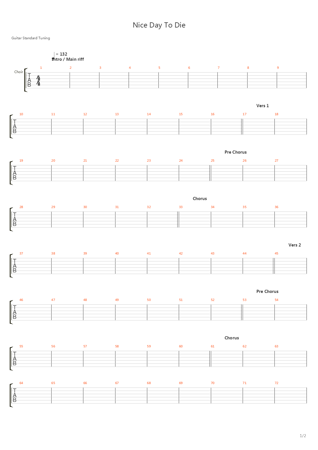 Nice Day To Die吉他谱