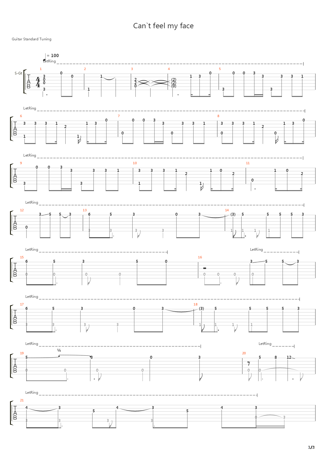 Can’t Feel My Face吉他谱