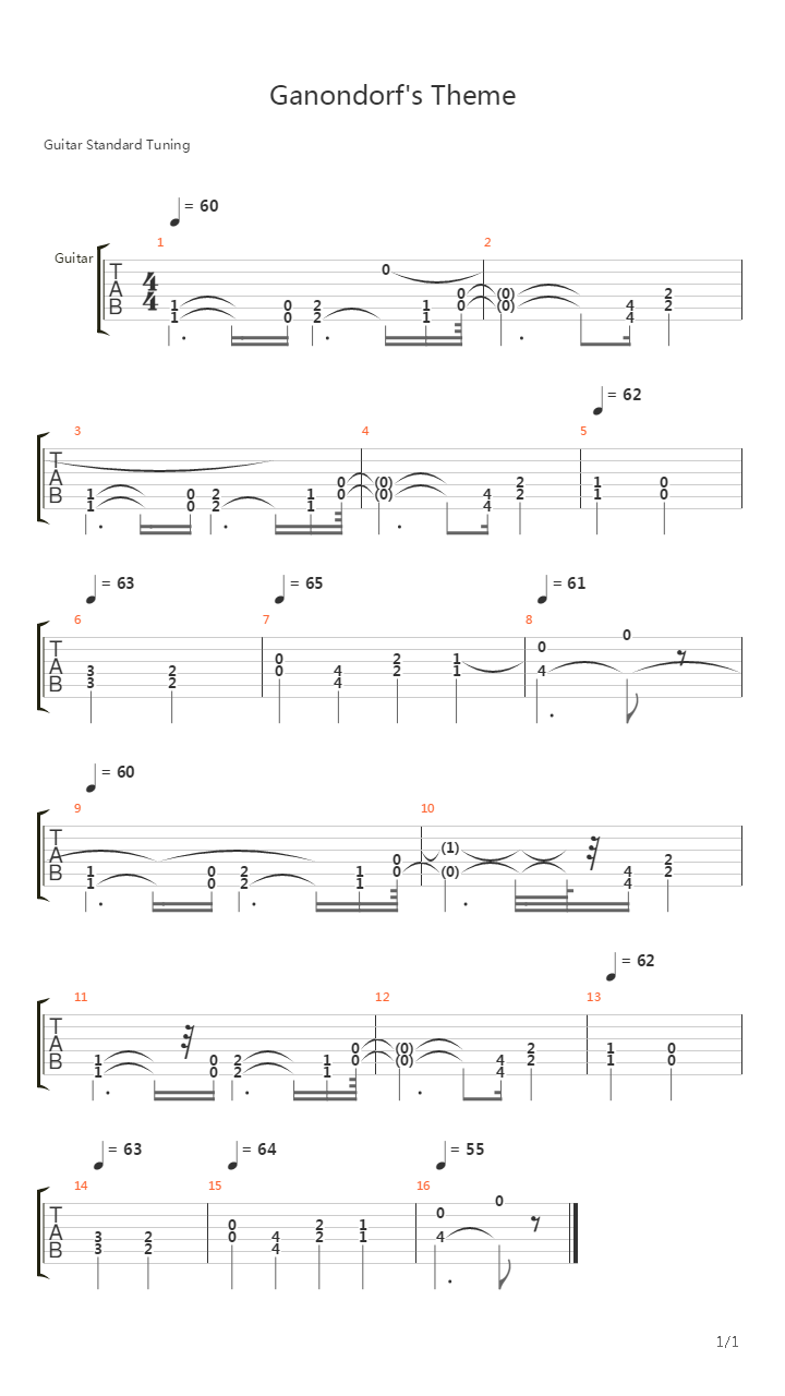 Legend of Zelda(塞尔达传说) - Ganondorfs Theme吉他谱