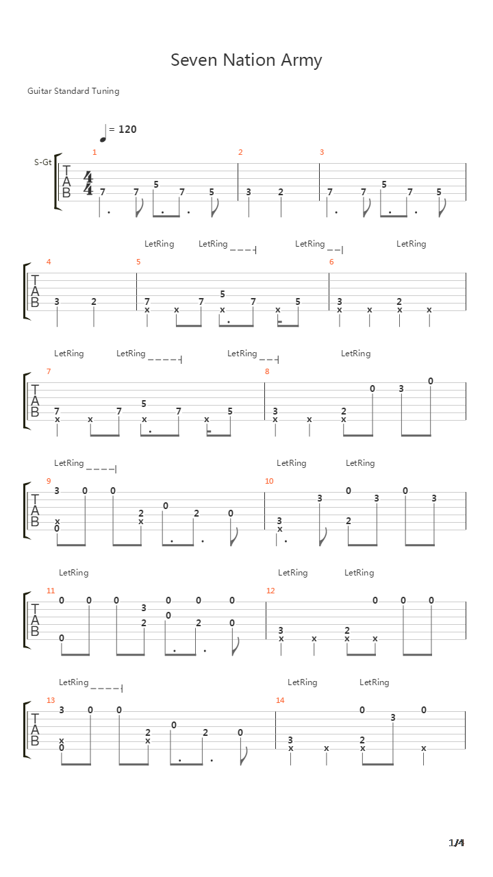 Seven Nation Army吉他谱