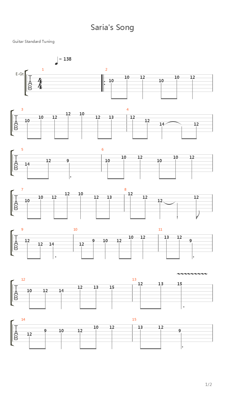 Legend of Zelda(塞尔达传说) - Sarias Song Lost Woods吉他谱