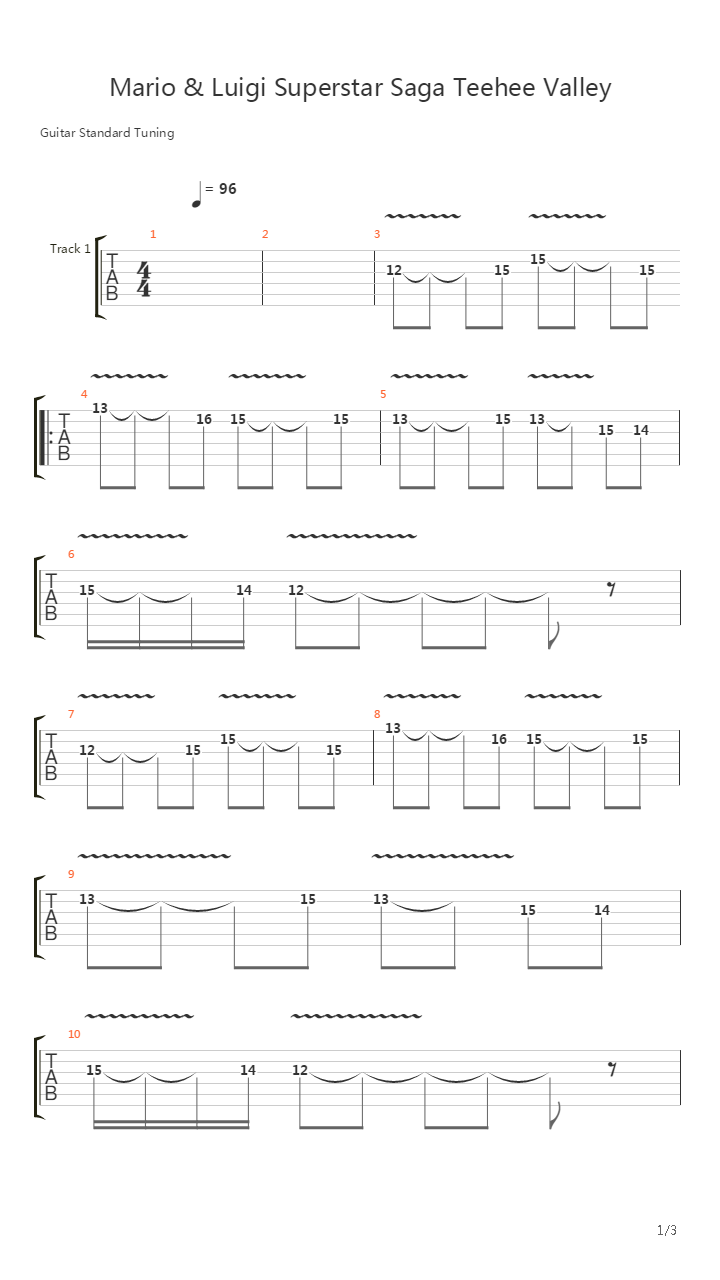 Mario Luigi Superstar Saga(马里奥与路易基) - Teehee Valley吉他谱