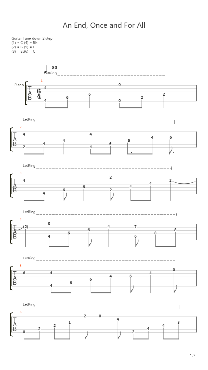 Mass Effect 3(质量效应3) - An End Once And For All吉他谱