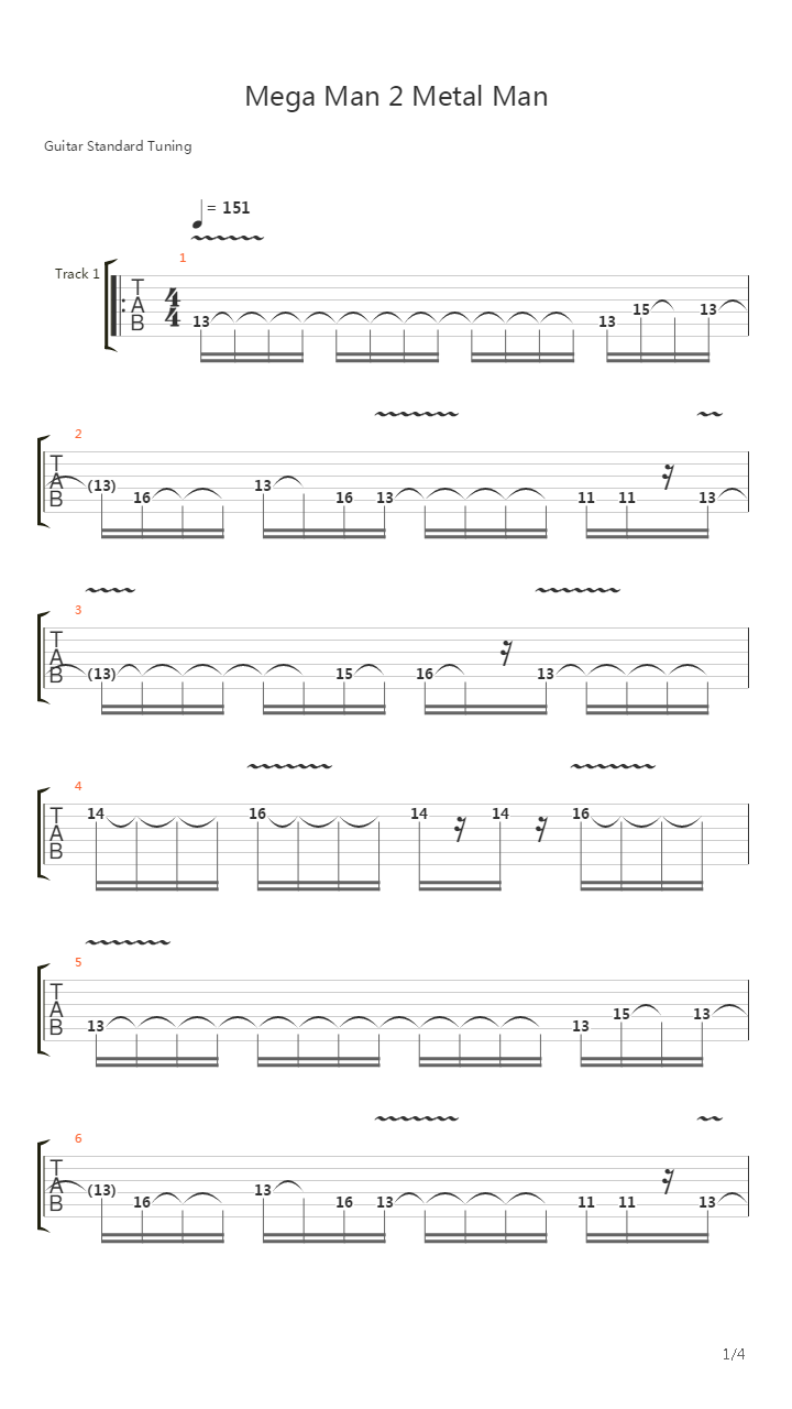 Mega Man 2(洛克人2) - Metal Man吉他谱