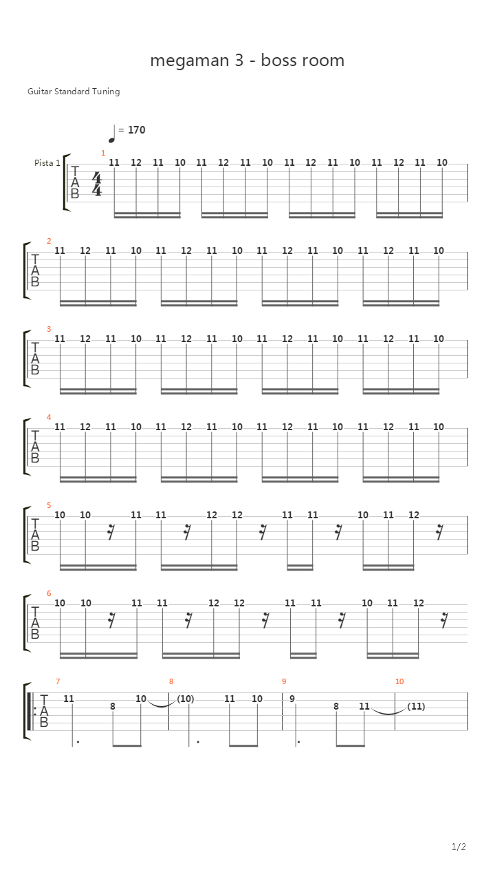 Mega Man 3(洛克人3) - Boss Room吉他谱
