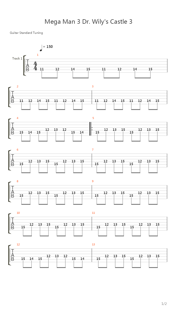 Mega Man 3(洛克人3) - Dr Wilys Castle 3吉他谱