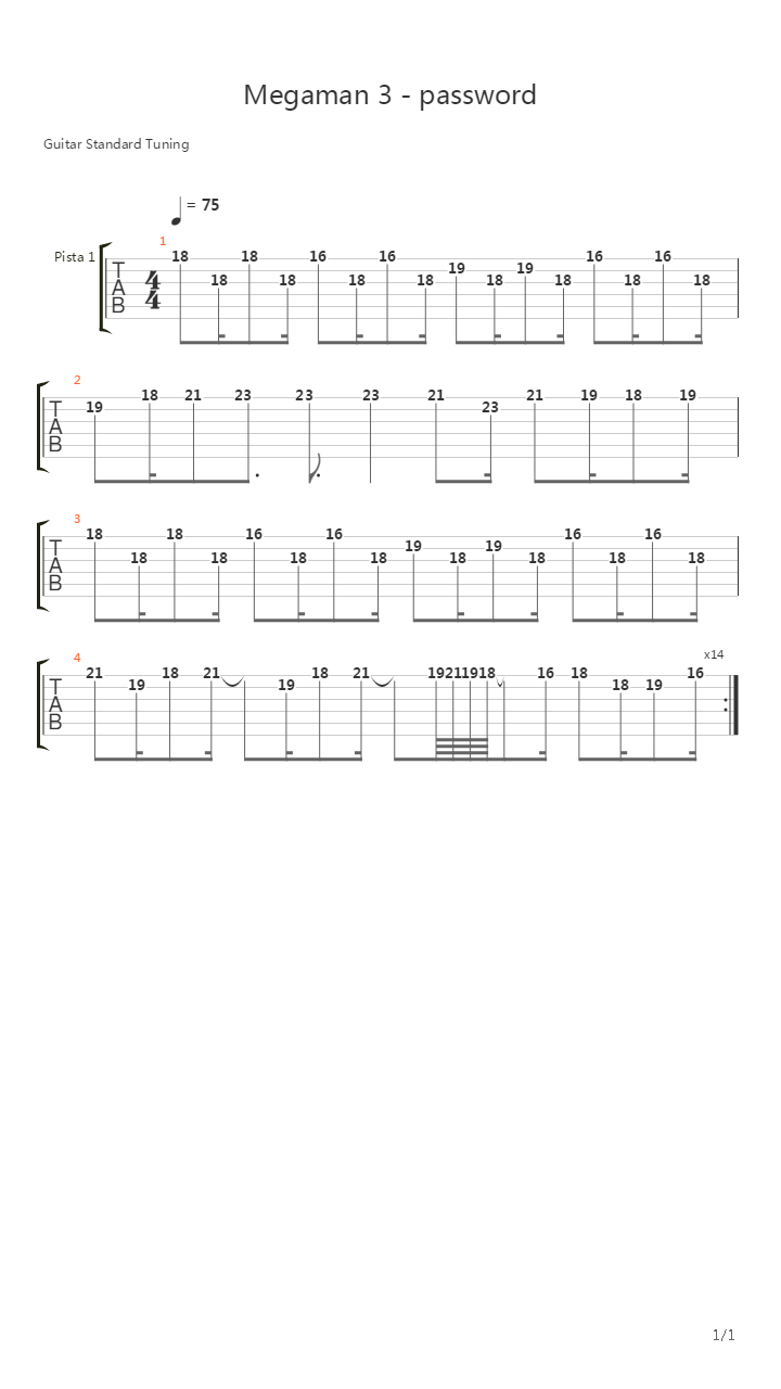 Mega Man 3(洛克人3) - Password吉他谱