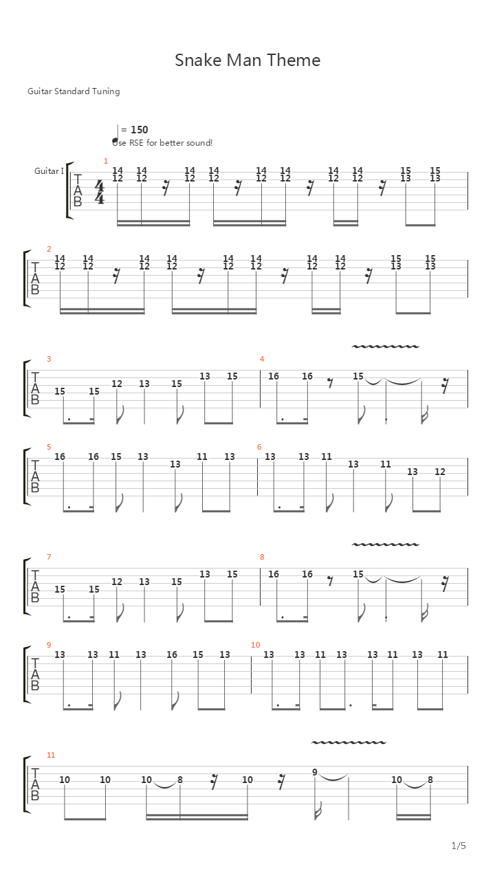 Mega Man 3(洛克人3) - Snakeman吉他谱