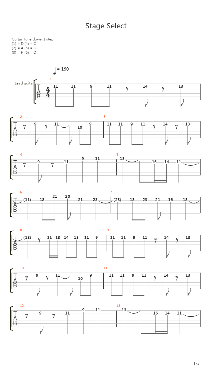 Mega Man 3(洛克人3) - Stage Select吉他谱