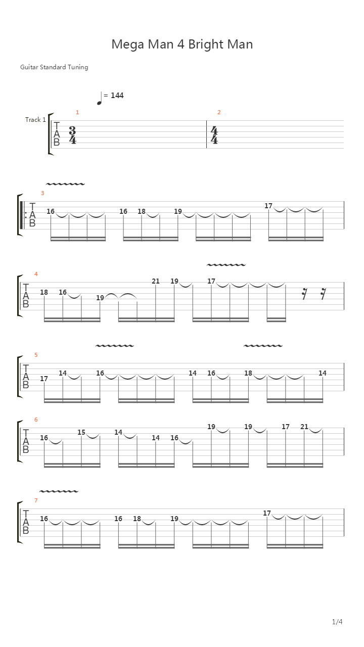 Mega Man 4(洛克人4) - Bright Man吉他谱
