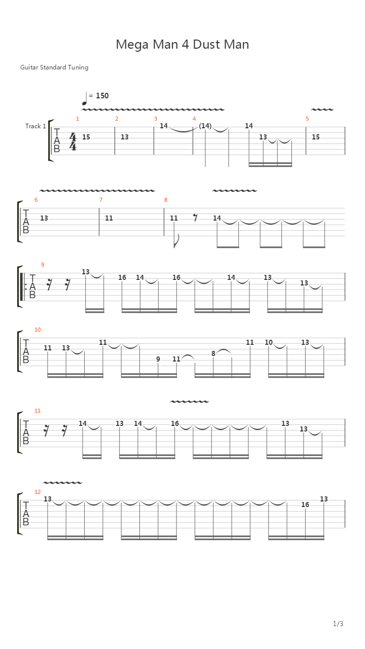 Mega Man 4(洛克人4) - Dust Man吉他谱