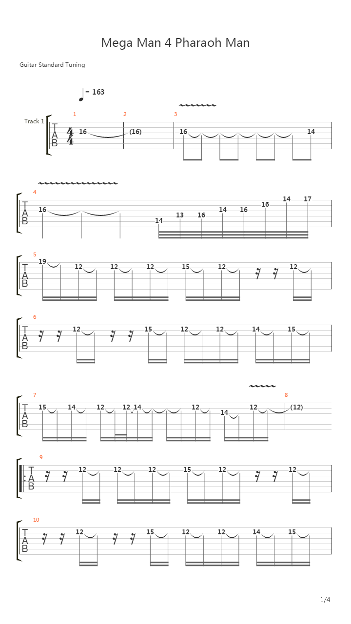 Mega Man 4(洛克人4) - Pharaoh Man吉他谱