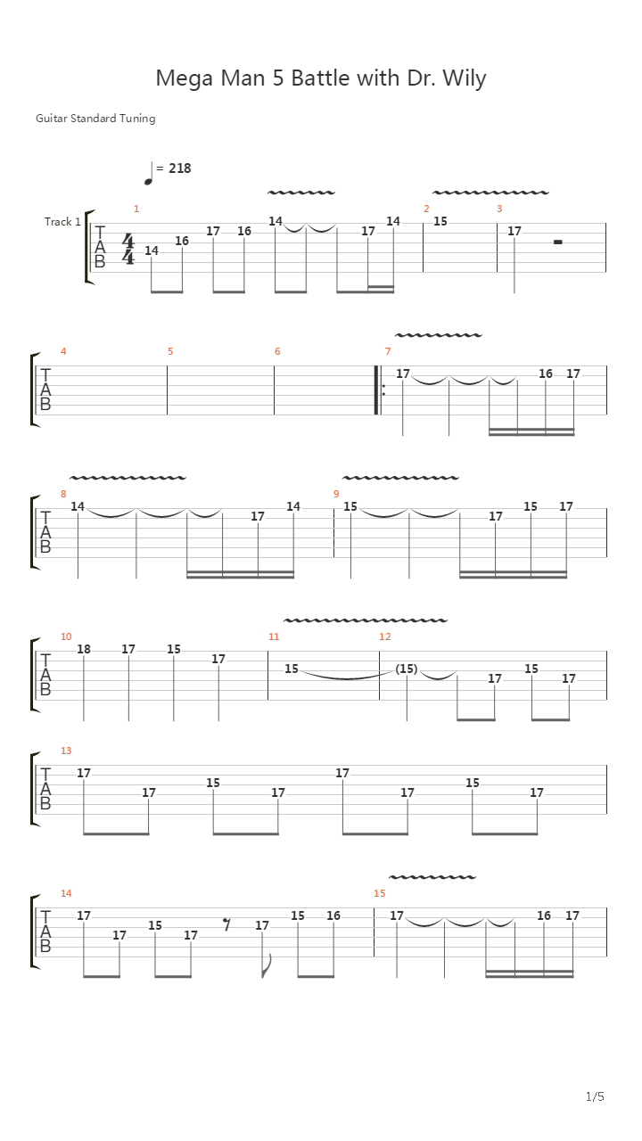 Mega Man 5(洛克人5) - Battle With Dr Wily吉他谱