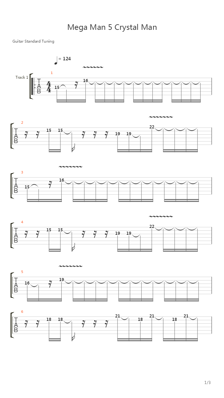 Mega Man 5(洛克人5) - Crystal Man吉他谱