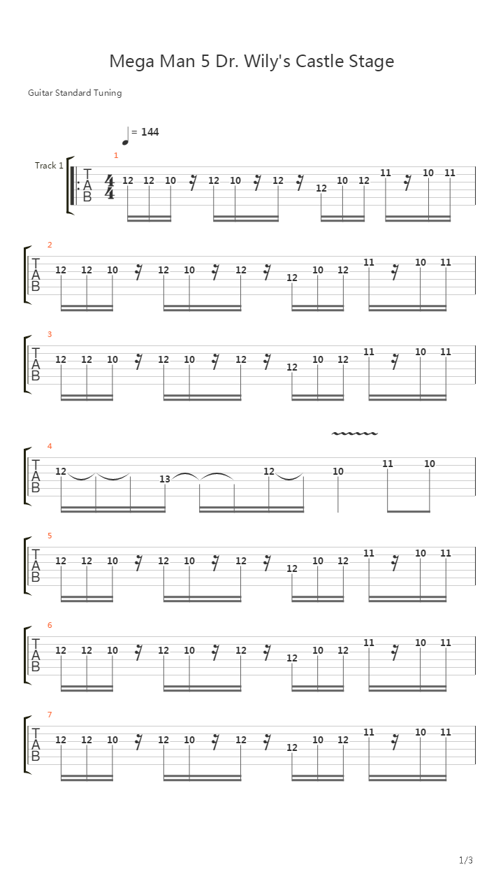 Mega Man 5(洛克人5) - Dr Wilys Castle Stage吉他谱