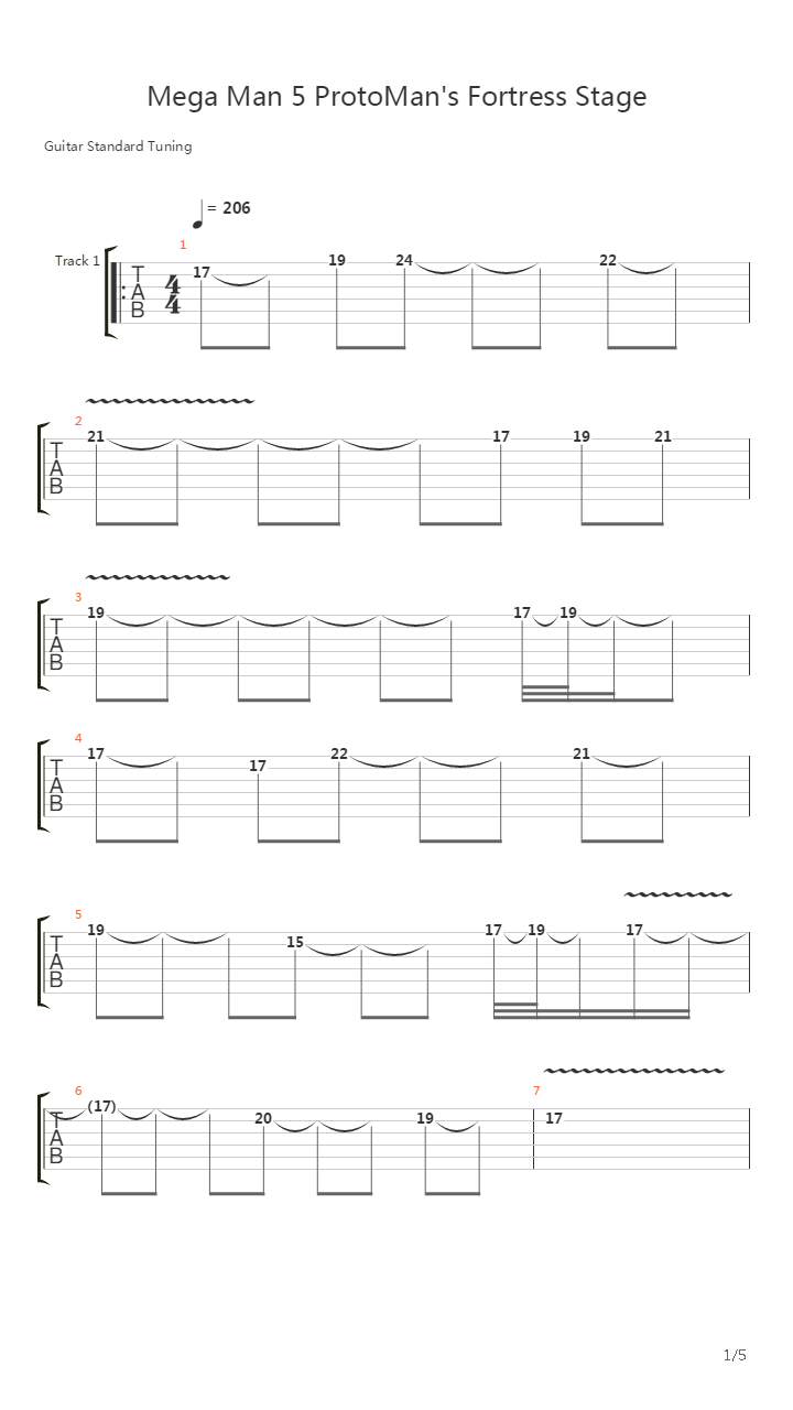 Mega Man 5(洛克人5) - Protomans Fortress Stage吉他谱