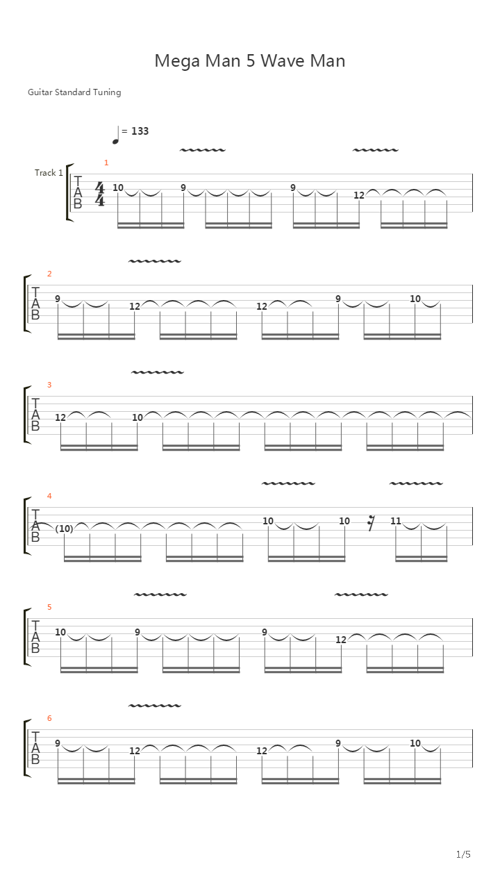 Mega Man 5(洛克人5) - Wave Man吉他谱