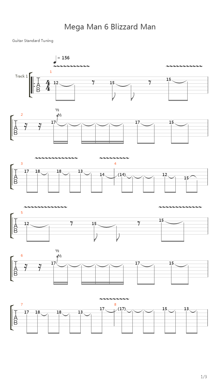 Mega Man 6(洛克人6) - Blizzard Man吉他谱