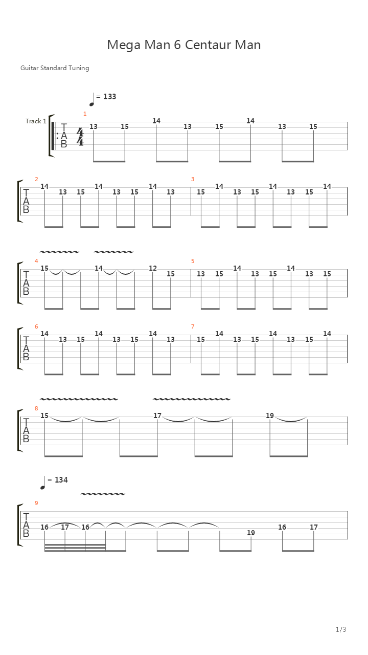 Mega Man 6(洛克人6) - Centaur Man吉他谱